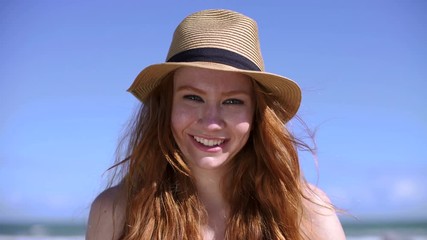 American pretty female making video diary selfie USA