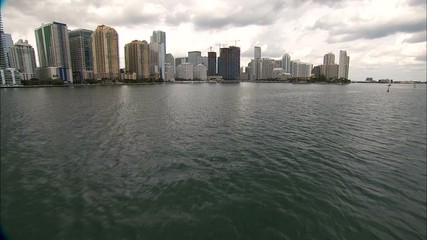 Aerial view Miami Skyscraper Financial Banking District Florida 