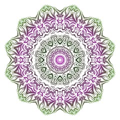 Ornamental arabic pattern with mandala. Vector illustration. Tribal ethnic fashion design. Purple, green color