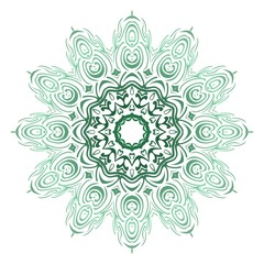 Green color gradient. Flower coloring Mandala. decorative elements. Oriental pattern, vector illustration. Indian, moroccan, mystic, ottoman motifs.