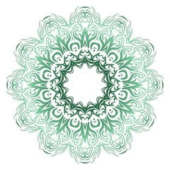 Green color gradient. Flower coloring Mandala. decorative elements. Oriental pattern, vector illustration. Indian, moroccan, mystic, ottoman motifs.