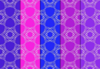 Set of Seamless Geometrical Pattern. Vector Illustration. For Design, Wallpaper, Fashion Print. Blue, red, purple color
