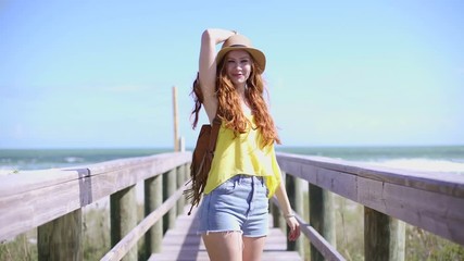 American pretty female making video diary selfie USA