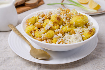 Roasted cauliflower with chickpeas