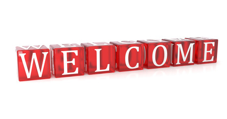 Welcome Cube text on white background