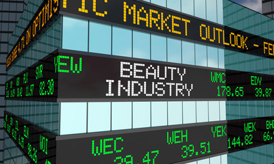 Beauty Industry Cosmetics Business Stock Market Ticker Wall Street Building 3d Illustration