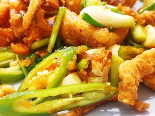 Stir-fried fish with cashew nuts delicious Thai food.