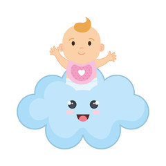 cute and little girl baby in cloud