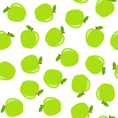 Seamless pattern with green apples 