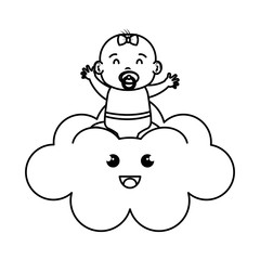 cute and little girl baby in cloud