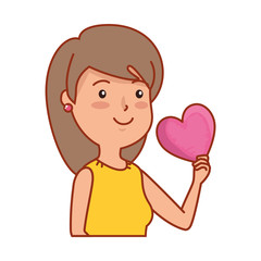 beautiful and young woman with heart