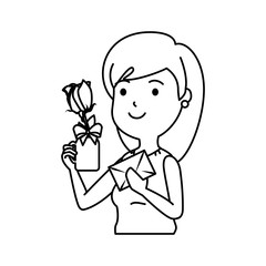 beautiful and young woman with roses