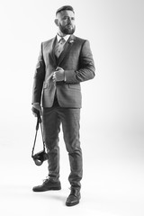 Fashion man in suit on white background