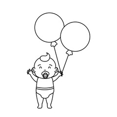 cute and little boy baby with balloons helium