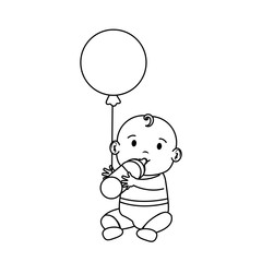 cute and little boy baby with balloons helium