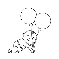 cute and little boy baby with balloons helium