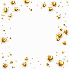 Background with gold hearts and round beads