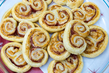 Savory biscuits with cheese and ham