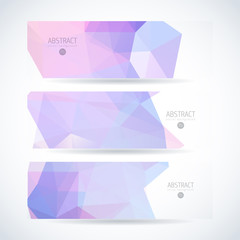 Fototapeta premium Vector design template set of banner, header for website with modern purple triangle abstract background