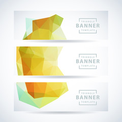 Fototapeta premium Vector design template set of banner, header for website with nature green triangle background