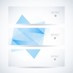 Blue abstract triangle background vector design template set of banner, header for website