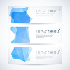 Blue abstract triangle background vector design template set of banner, header for website