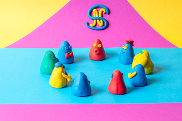 group therapy, plasticine figurines