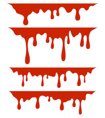 Red dripping paint, on white background	