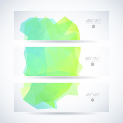 Vector design template set of banner, header for website with nature green triangle background