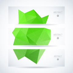 Vector design template set of banner, header for website with nature green triangle abstract background