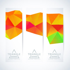 Vector vertical design template set of banner, header for website with colorful triangle geometric background