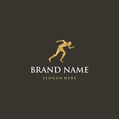 Human Silhouette Gold Polygon Abstract Creative Business Logo
