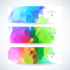 Vector design template set of banner or header with rainbow triangle colorful background