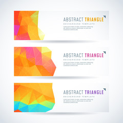 Vector design template set of banner or header with rainbow triangle colorful background