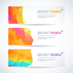 Fototapeta premium Vector design template set of banner or header with rainbow triangle colorful background