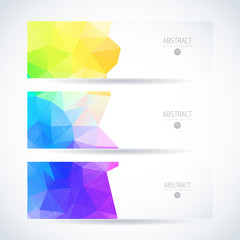 Fototapeta premium Vector design template set of banner or header with rainbow triangle colorful background