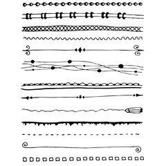 Obraz premium Hand drawn vector border line design elements set 
