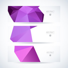 Fototapeta premium Vector design template set of banner, header for website with modern purple triangle abstract background