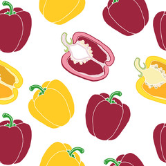 Red and yellow paprika seamless pattern