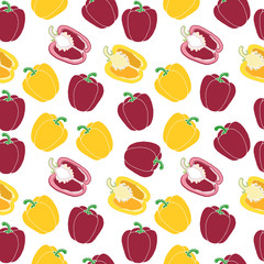 Red and yellow paprika seamless pattern