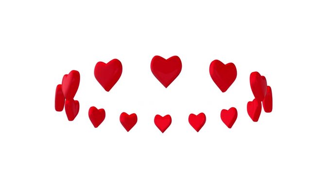14 Red heart floating in space, VDO about valentine's day for put a text, logo, advertising, backdrop or background.