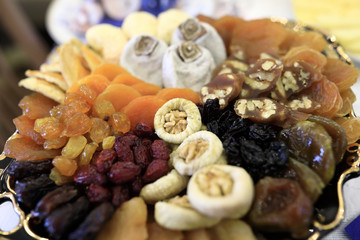 Various dried fruits on tray