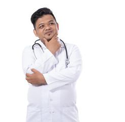 Fototapeta premium portrait of asian doctor serious think something