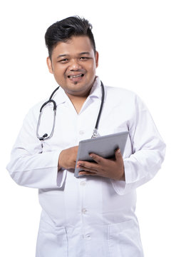 images of confidence doctor holding tablet digital
