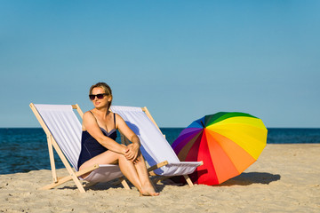 Woman relaxing on beach