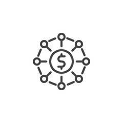 Crowdfunding line icon. linear style sign for mobile concept and web design. Money management outline vector icon. Symbol, logo illustration. Pixel perfect vector graphics