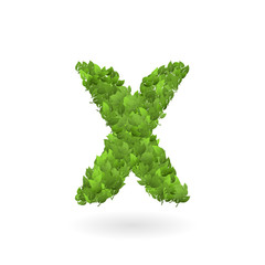 X letter of vector nature green eco leaves