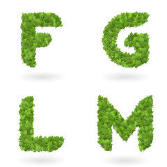 letter of vector nature green eco leaves