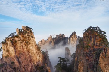 Beautiful scenery Sea of Mist at Huangshan mountain in Anhui province, China.