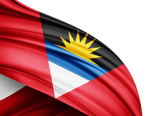 Antigua flag of silk with copyspace for your text or images and white background-3D illustration